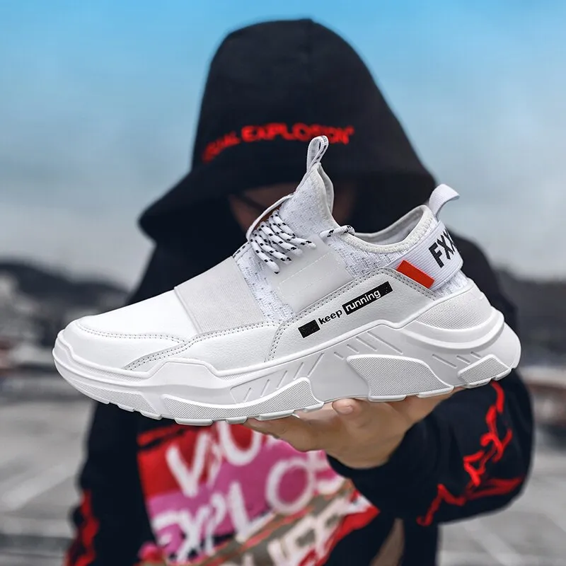 Hot Sell Vulcanize Shoes Men Casual Outdoor Leather Sneakers Men Shoes Breathable Lace-Up Thick Bottom Walking Shoes Size 39-44