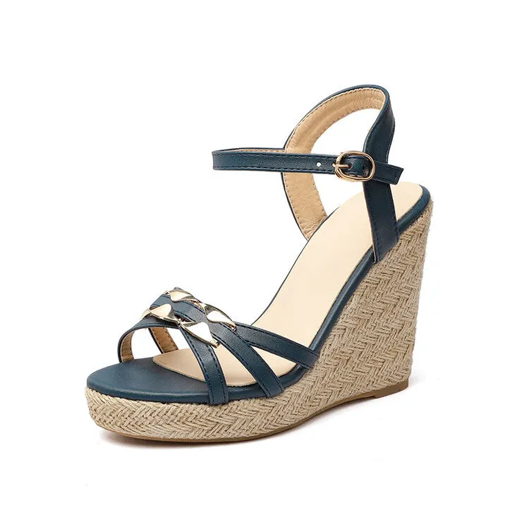 Women's Woven Ankle Strap Wedge Heel Platform Sandals